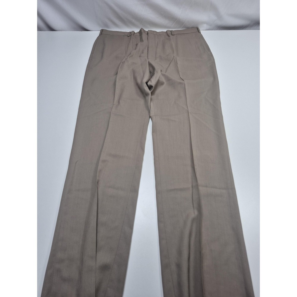 VTG Palm Beach Dress Pants Mens 44x36 Beige Wool Pleated USA Unhemmed USA